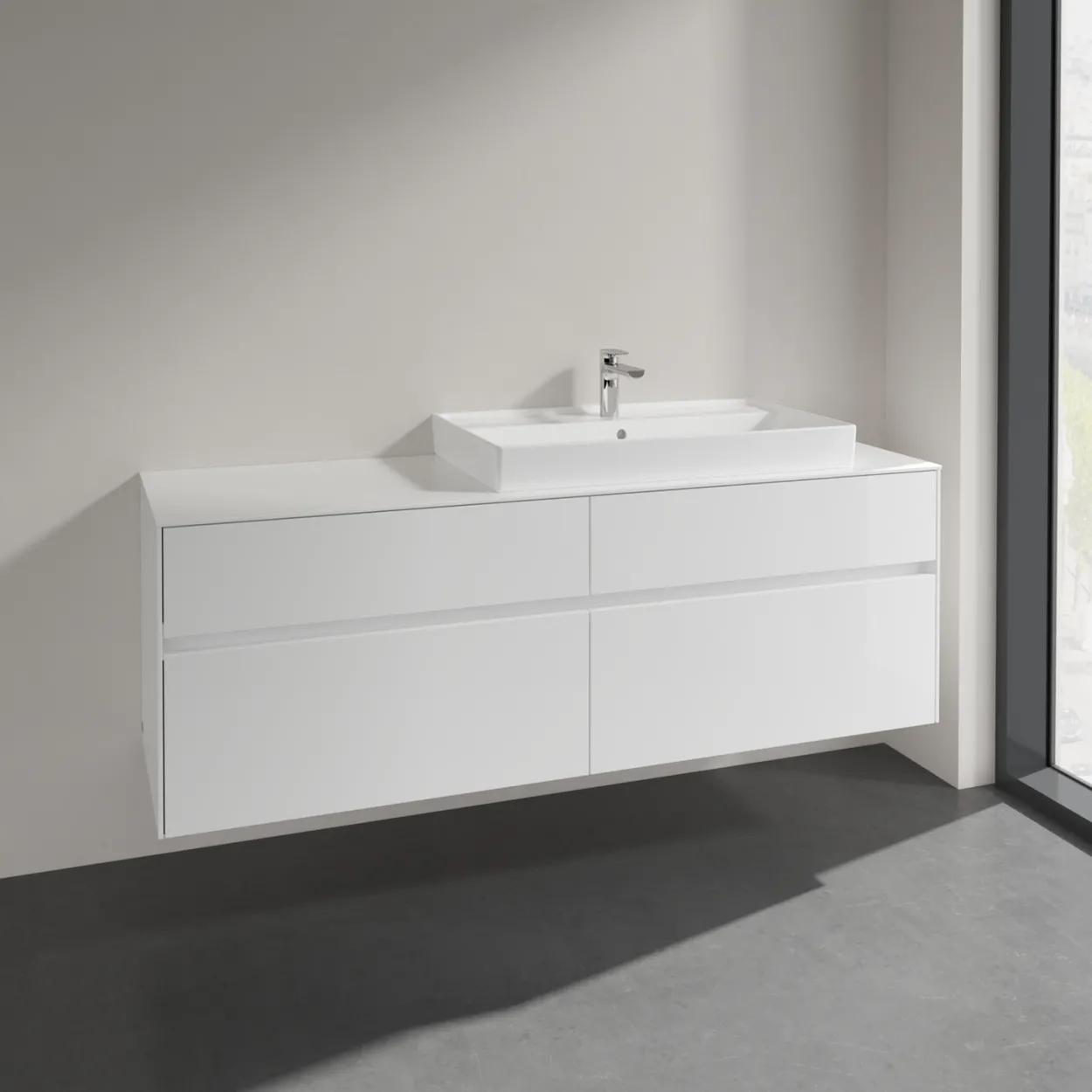 Villeroy & boch collaro servantskap 160 for servant høyre 80 cm, 4 skuffer hvit høyglans