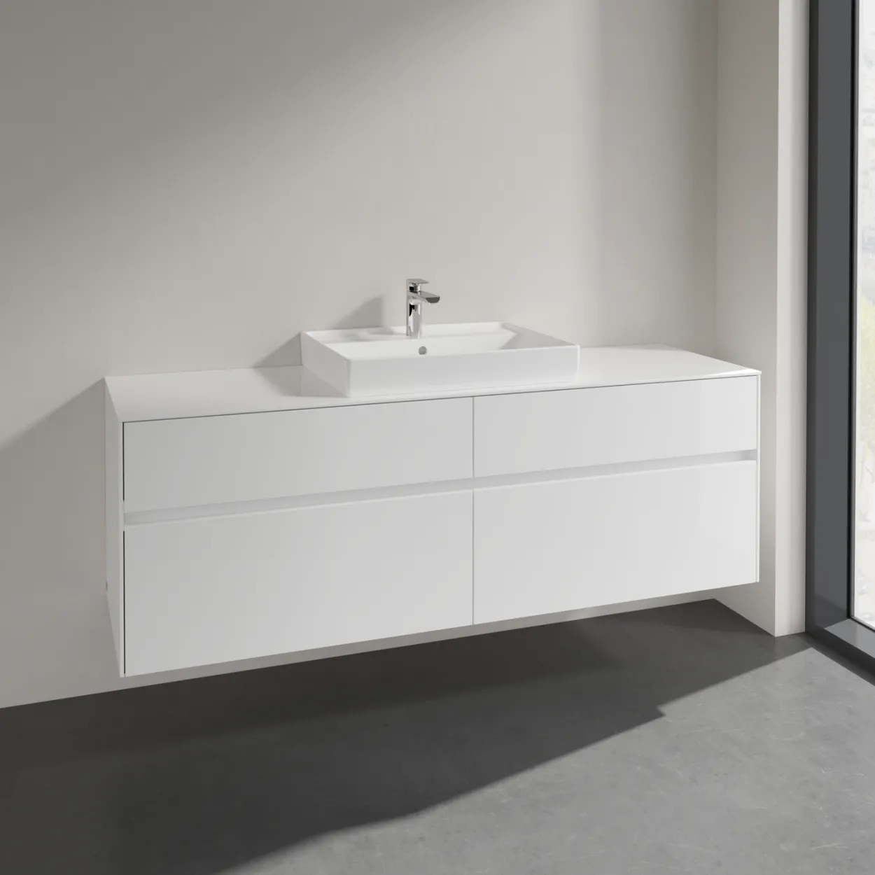 Villeroy & boch collaro servantskap 160 for servant midt 60 cm m/4 skuffer hvit høyglans