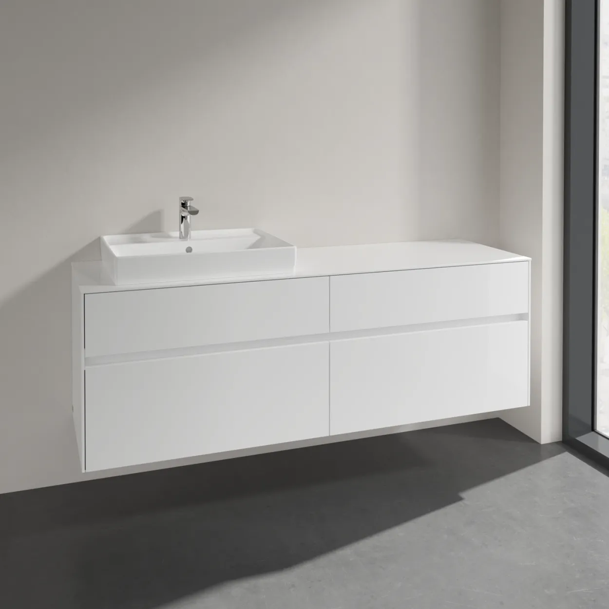 Villeroy & boch collaro servantskap 160 for servant venstre 60 cm m/4 skuffer hvit høyglans