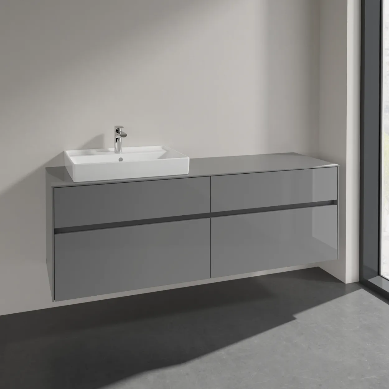 Villeroy & boch collaro servantskap 160 for servant venstre 60 cm m/4 skuffer grå høyglans