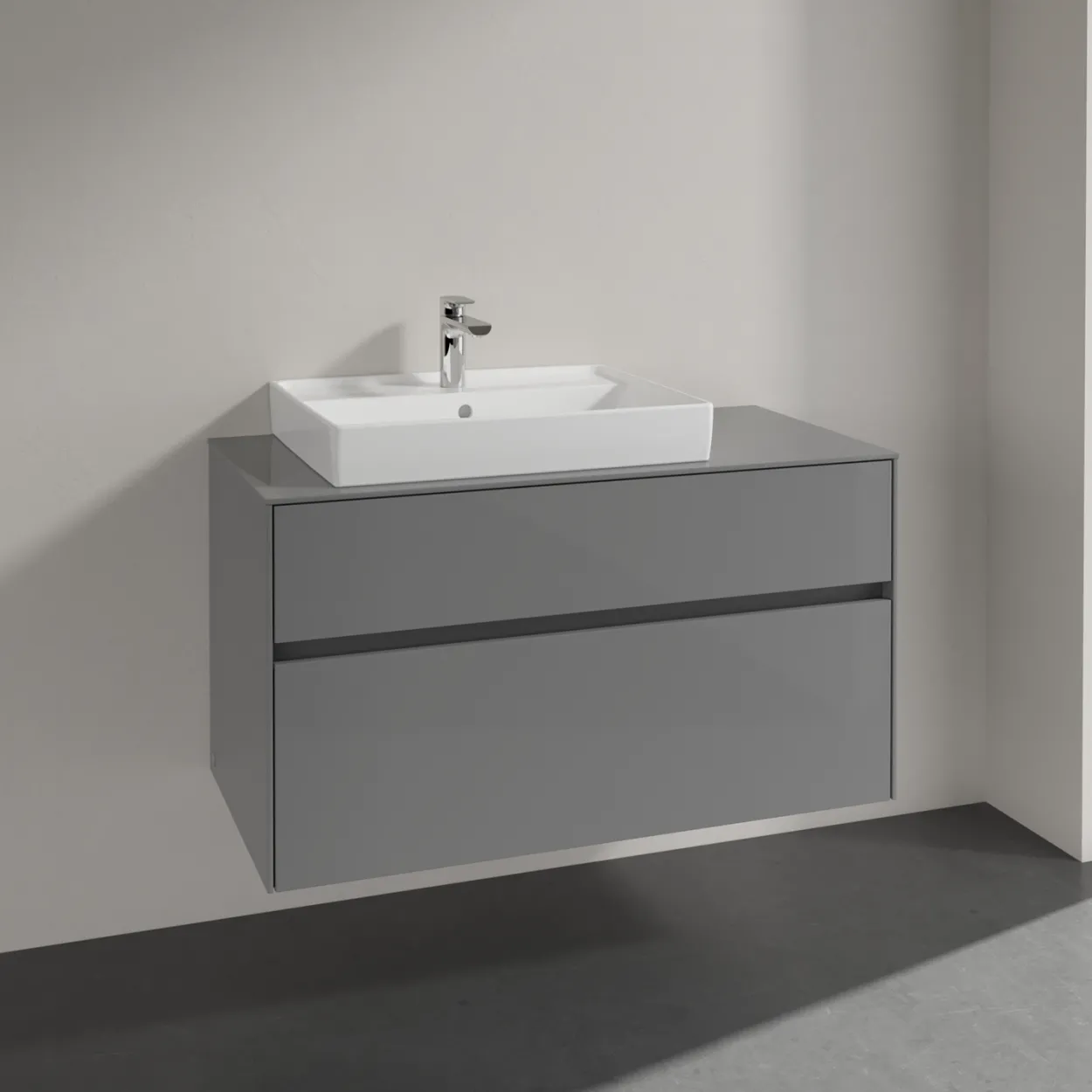 Villeroy & boch collaro servantskap 100 for servant venstre 60 cm m/2 skuffer grå høyglans
