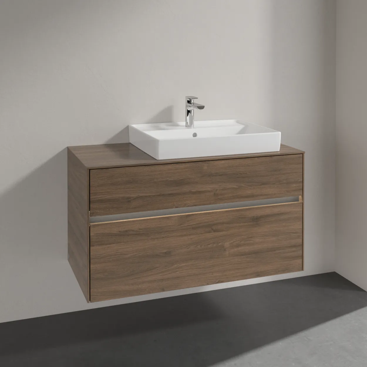 Villeroy & boch collaro servantskap 100 m/lys for servant høyre 60 cm m/2 skuffer arizona eik