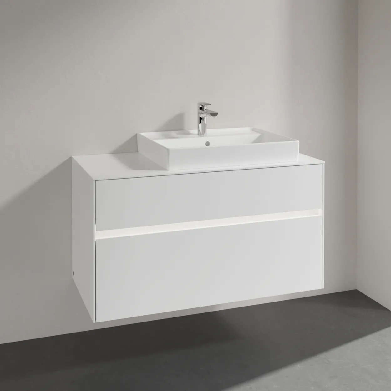 Villeroy & boch collaro servantskap 100 m/lys for servant høyre 60 cm m/2 skuffer hvit matt