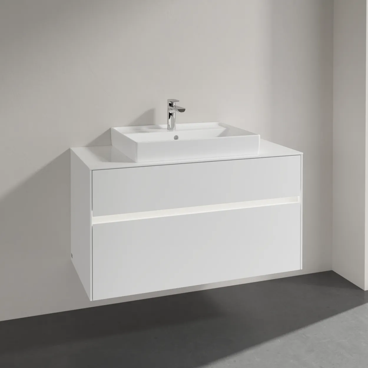 Villeroy & boch collaro servantskap 100 m/lys for servant midt 60 cm m/2 skuffer hvit høyglans