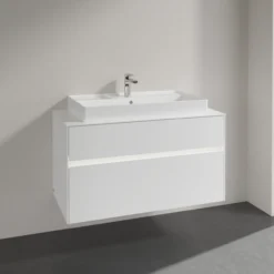 Villeroy & boch collaro servantskap 100 m/lys for servant midt 80 cm m/2 skuffer hvit matt