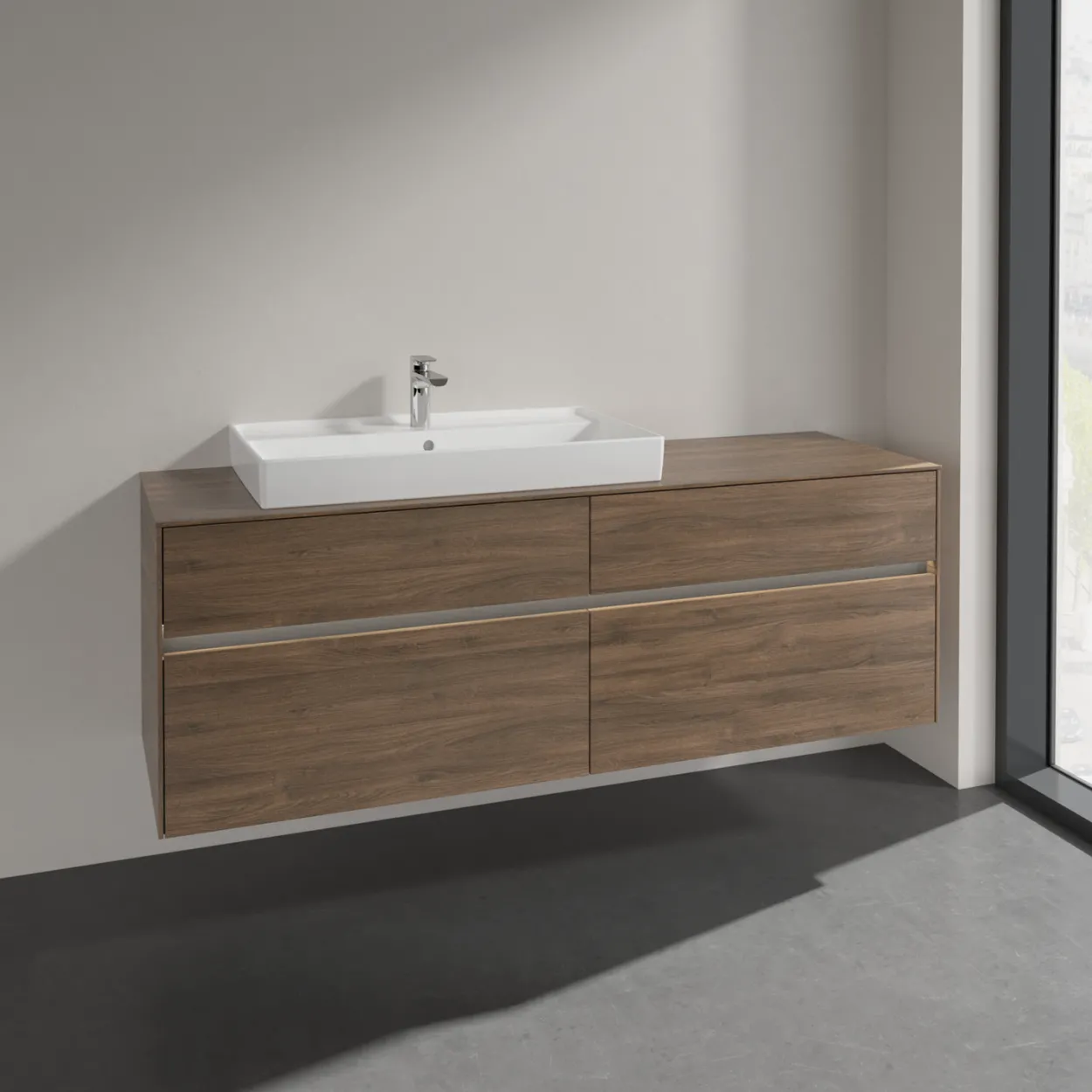 Villeroy & boch collaro servantskap 160 m/lys for servant venstre 80 cm 4 skuffer arizona eik