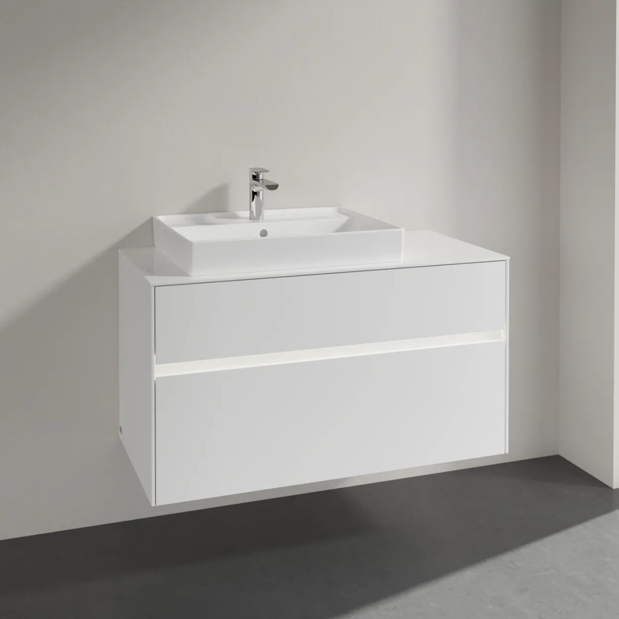 Villeroy & boch collaro servantskap 100 m/lys for servant venstre 60 cm m/2 skuffer hvit høyglans