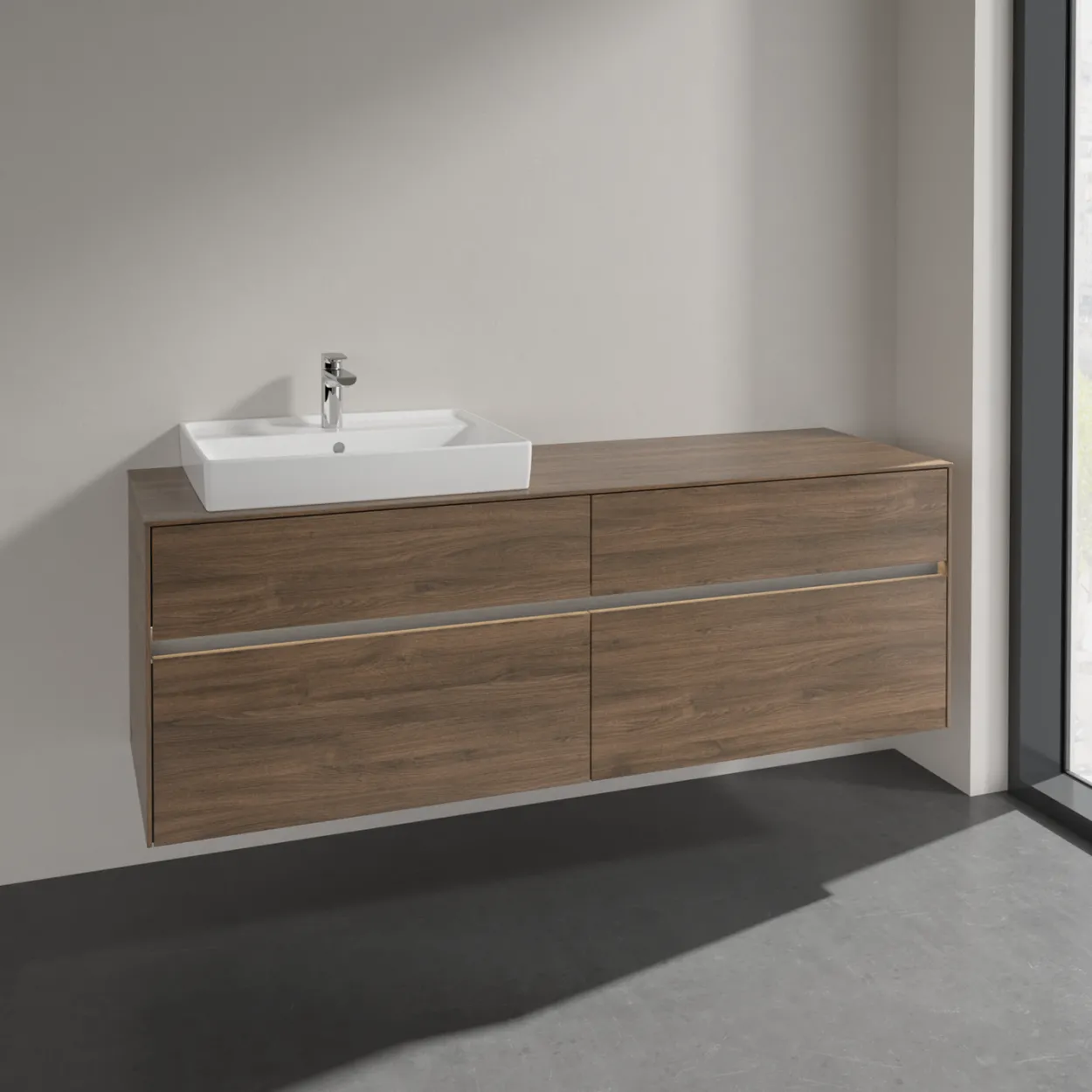 Villeroy & boch collaro servantskap 160 m/lys for servant venstre 60 cm m/4 skuffer arizona eik
