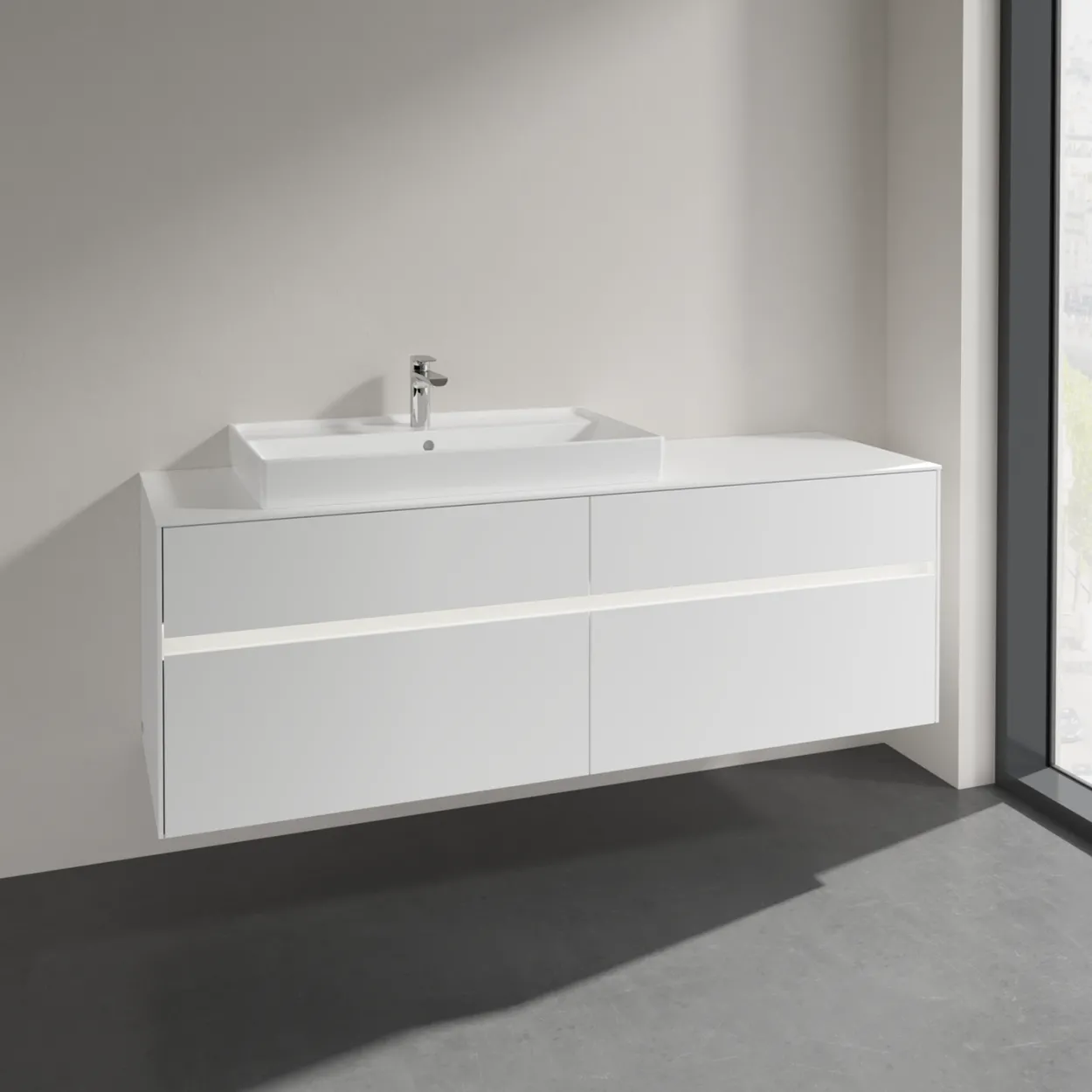 Villeroy & boch collaro servantskap 160 m/lys for servant venstre 80 cm 4 skuffer hvit matt