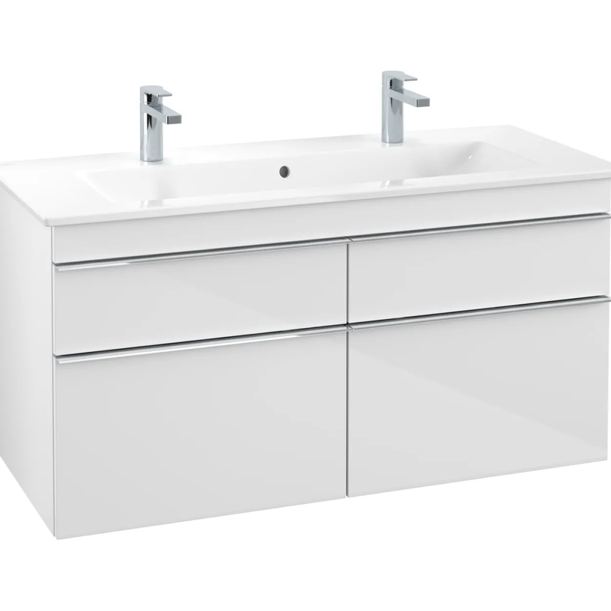 Villeroy & boch venticello servantskap hvit høyglans m/4 skuffer, 1153 x 590 x 477 mm