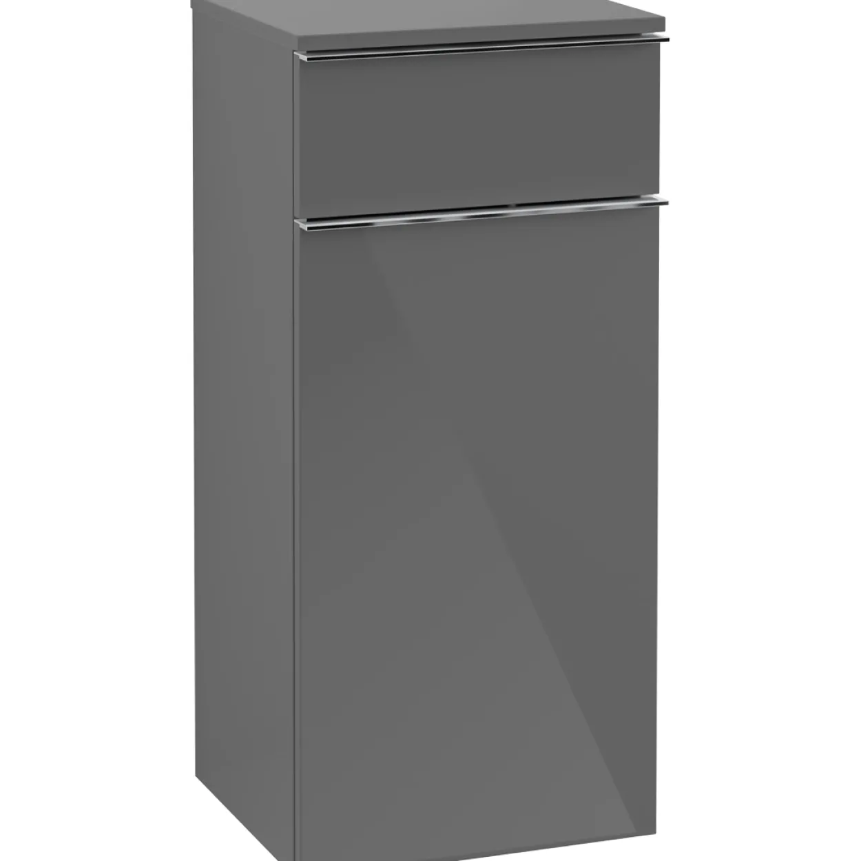 Villeroy & boch venticello sideskap høyre grå høyglans m/1 dør & 1 skuff, 404 x 866 x 347 mm