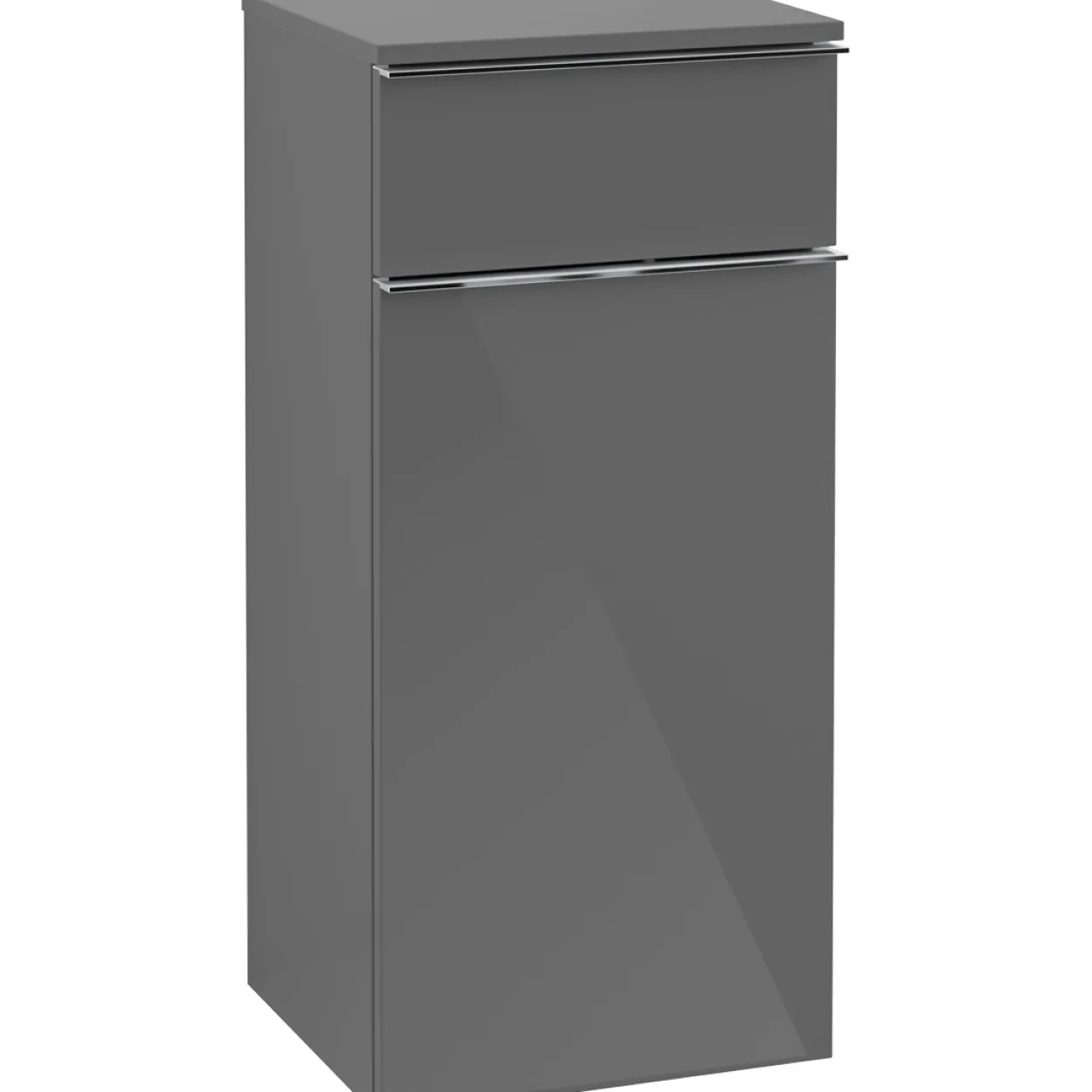Villeroy & boch venticello sideskap venstre grå høyglans m/1 dør & 1 skuff, 404 x 866 x 347 mm